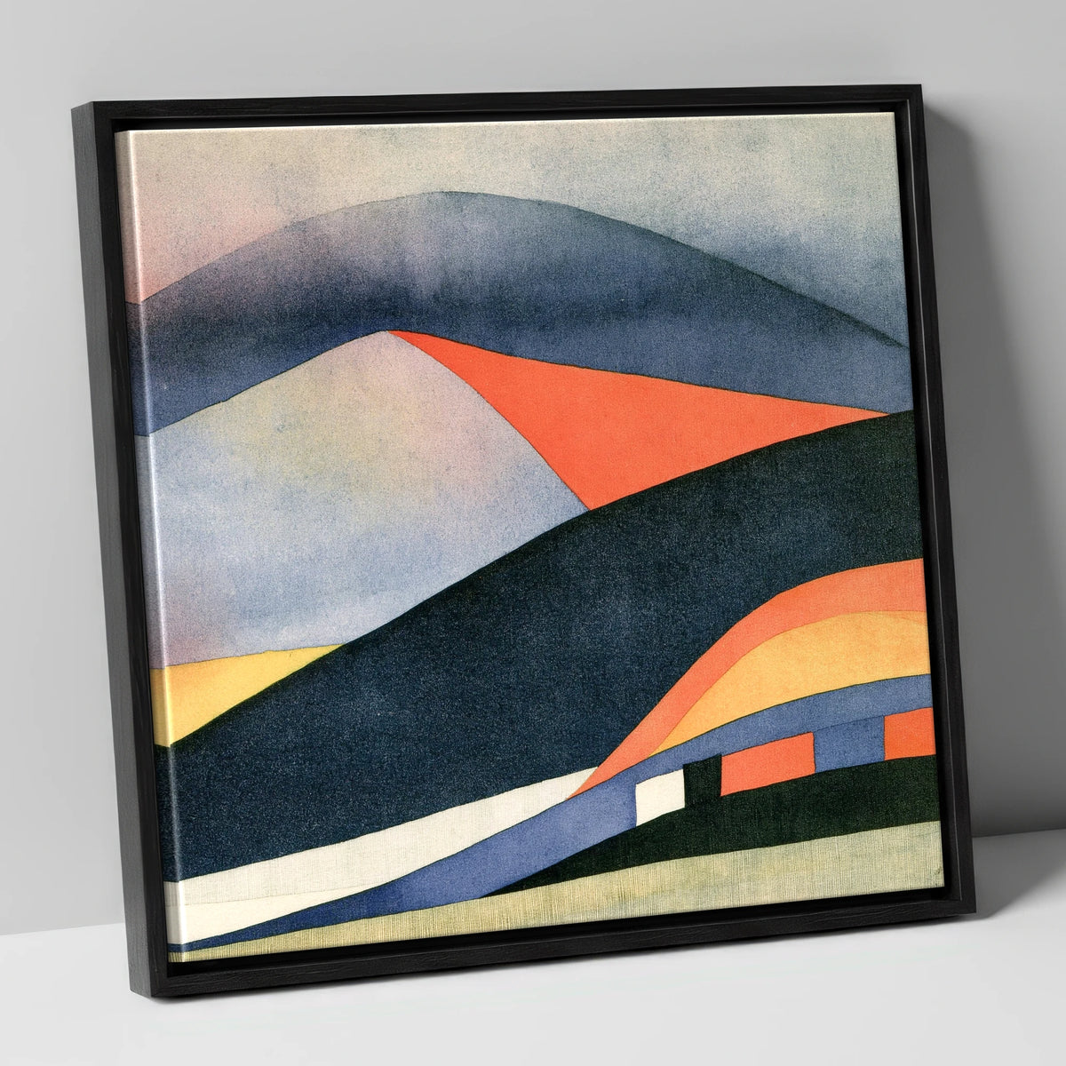 Bold Indigo Fells Under Cloud lake district fell canvas wall art in black frame