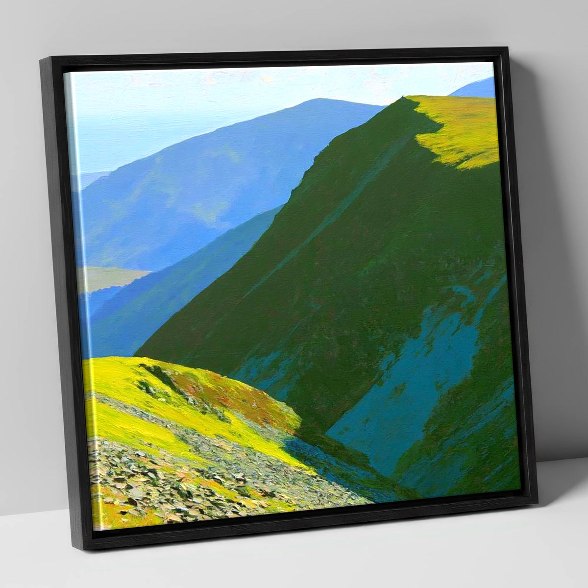 Sunlit Knott Rigg Ridge lake district fell canvas wall art in black frame