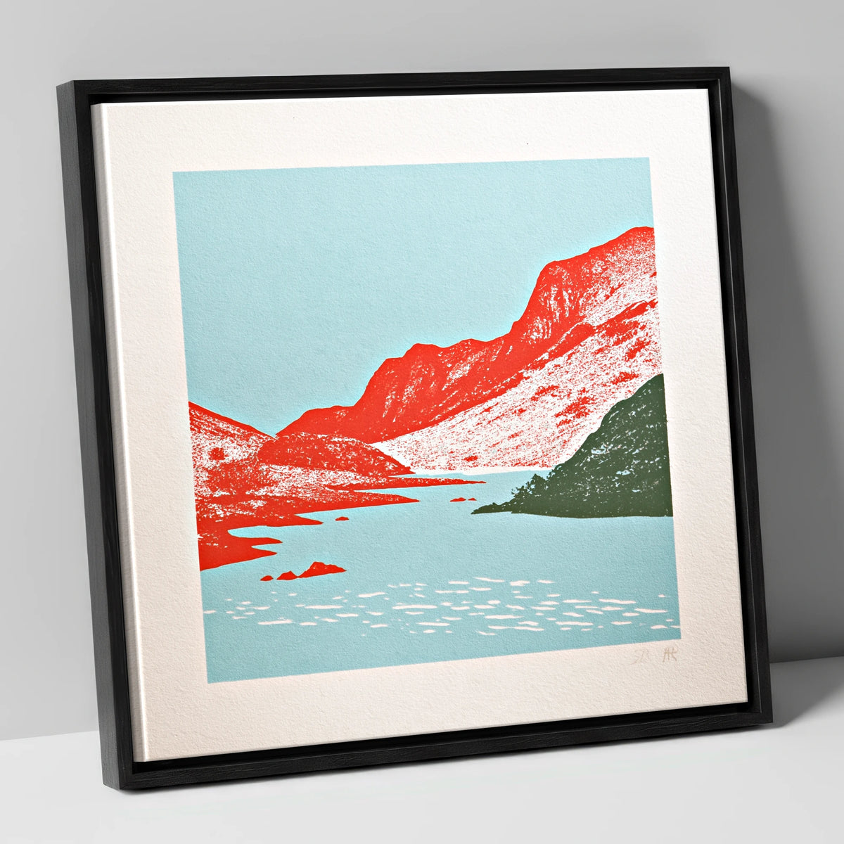 Red Fells of Eskdale Valley lake district valley canvas wall art in black frame