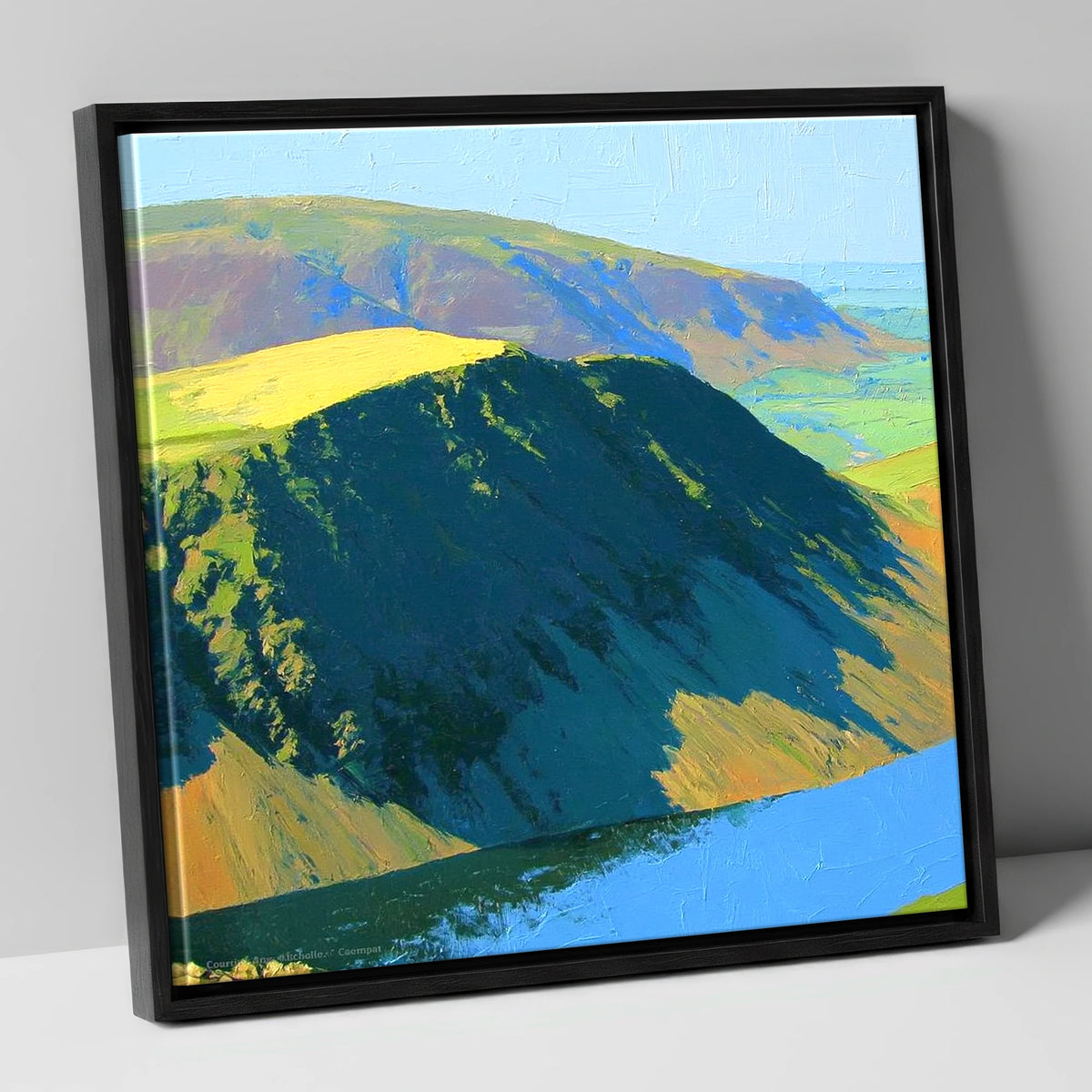Vibrant Mellbreak Ridge and Lake lake district fell canvas wall art in black frame