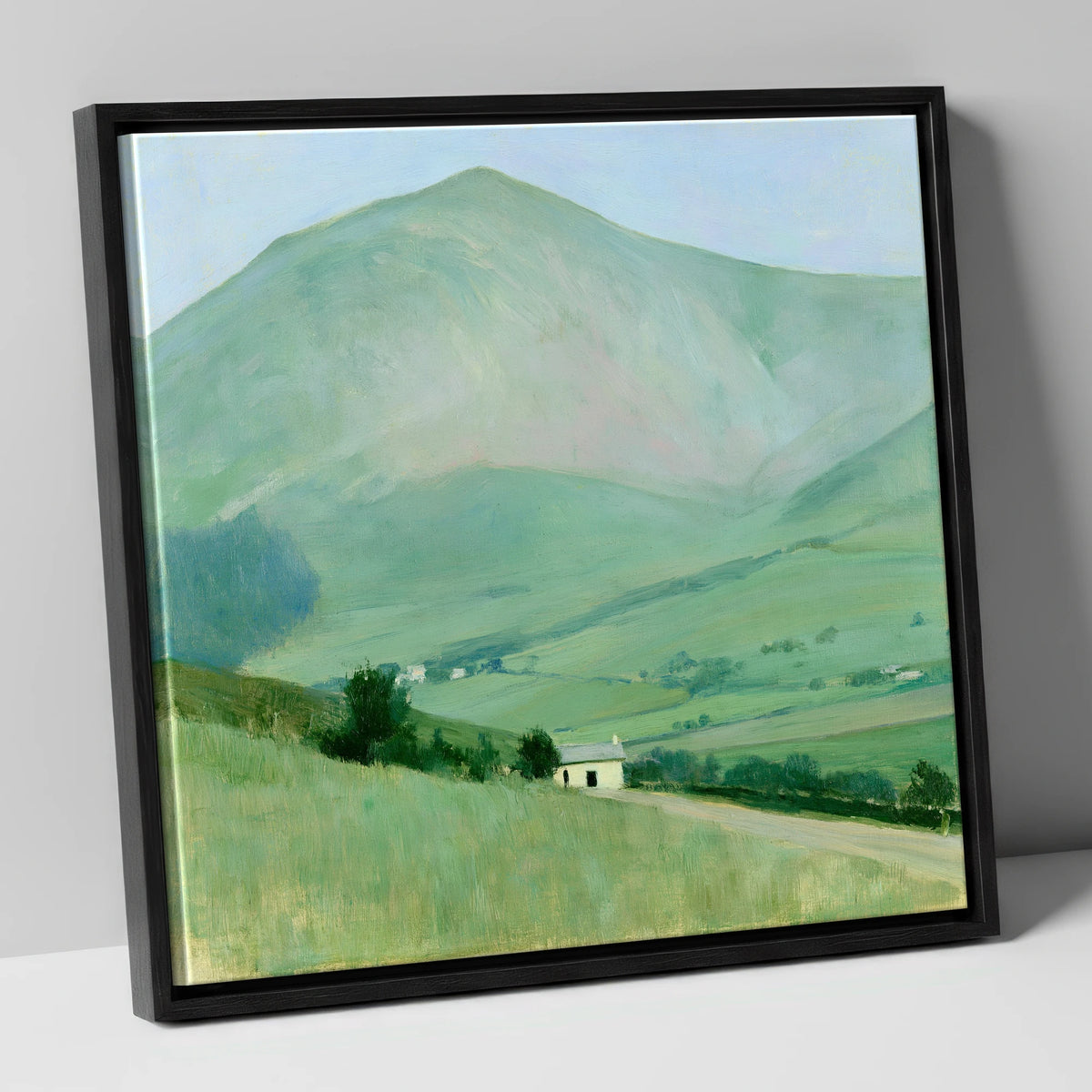 Blencathra Over the White Cottage lake district fell canvas wall art in black frame