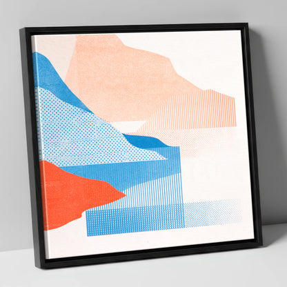 Abstract Crummock Water Fells lake district lake canvas wall art in black frame