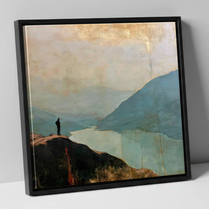 Atmospheric Wasdale From Great Gable lake district fell canvas wall art in black frame