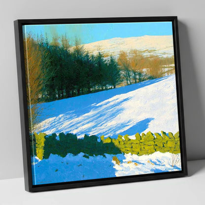 Winter Snow on Sallows Ridge lake district fell canvas wall art in black frame