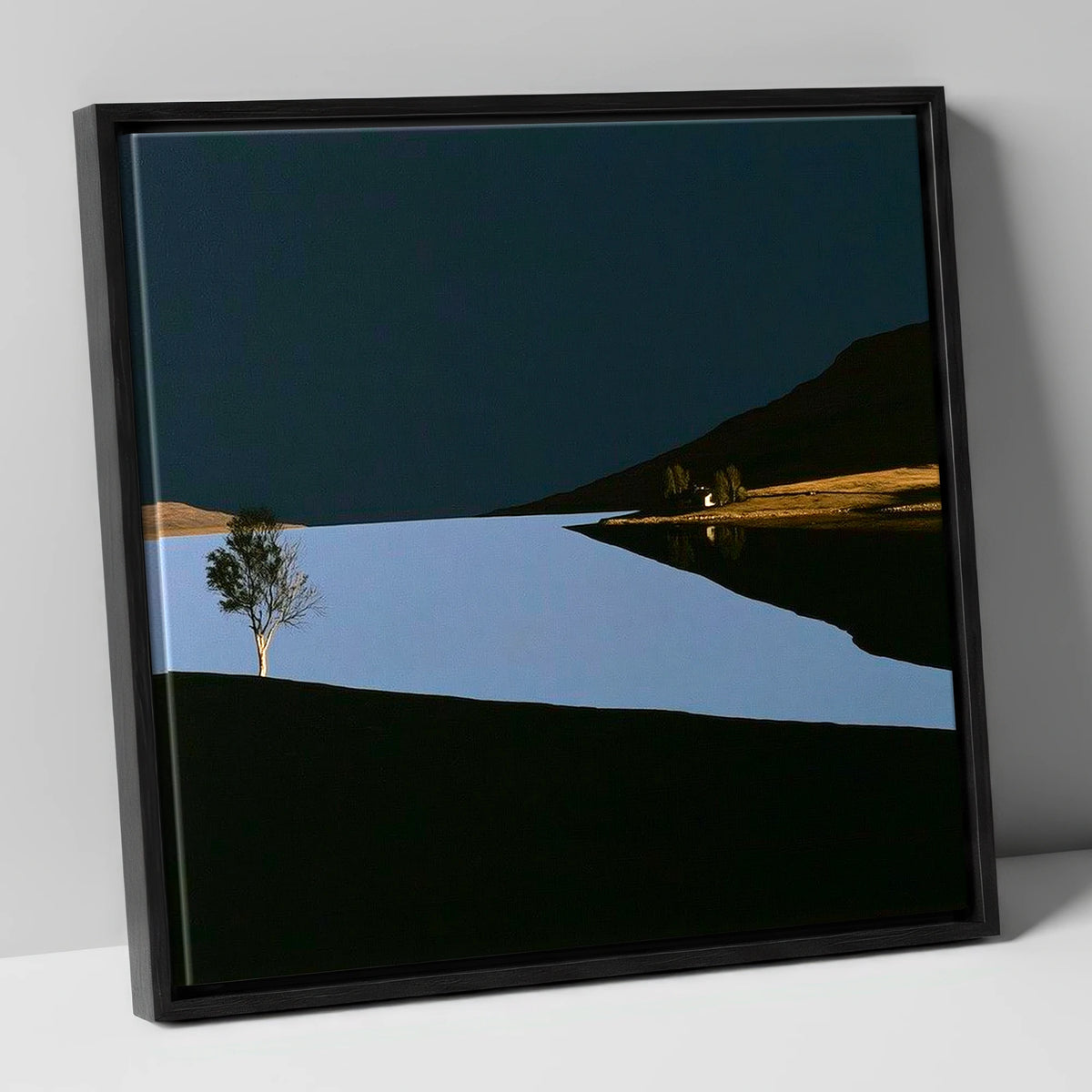 Dark Sky Lake District Sunset lake district lake canvas wall art in black frame