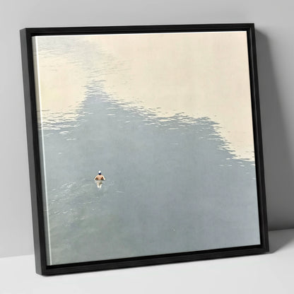 Lone Swimmer on Windermere windermere wall art canvas wall art in black frame