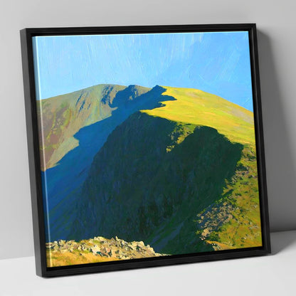 Sunlit Ridge on High Stile lake district fell canvas wall art in black frame