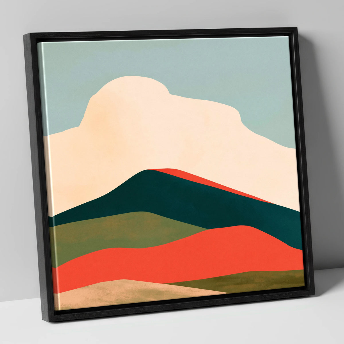 Graphic Fells Under Cloud lake district fell canvas wall art in black frame
