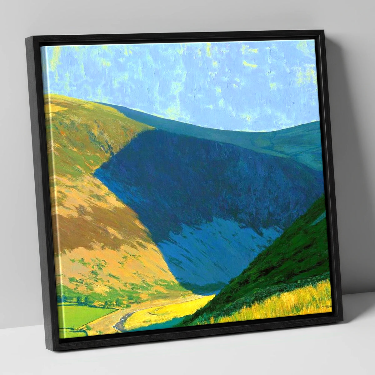 Carrock Fell Ridge in Sunlight lake district fell canvas wall art in black frame