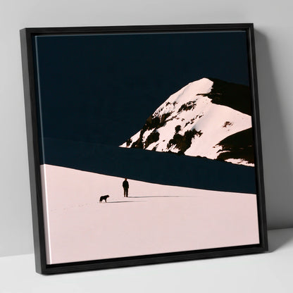 Winter Dog Walk Beneath Skiddaw gifts for dog walkers canvas wall art in black frame
