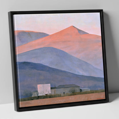 Evening Light on Lavender Fells lake district sky canvas wall art in black frame