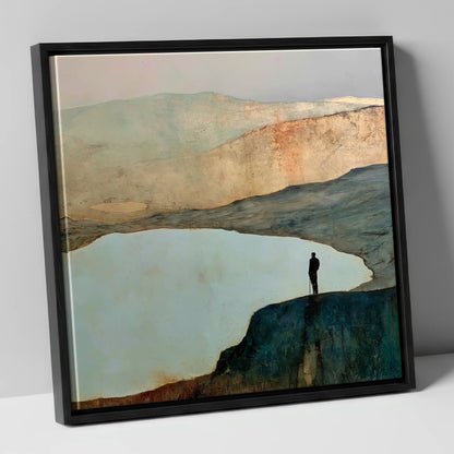 Haystacks Walker Beside Innominate Tarn lake district fell canvas wall art in black frame