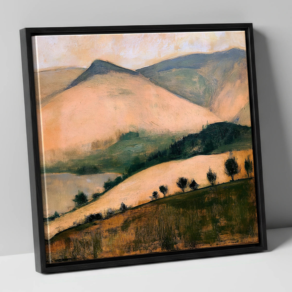 Sunlit Fells from the Summit lake district fell canvas wall art in black frame