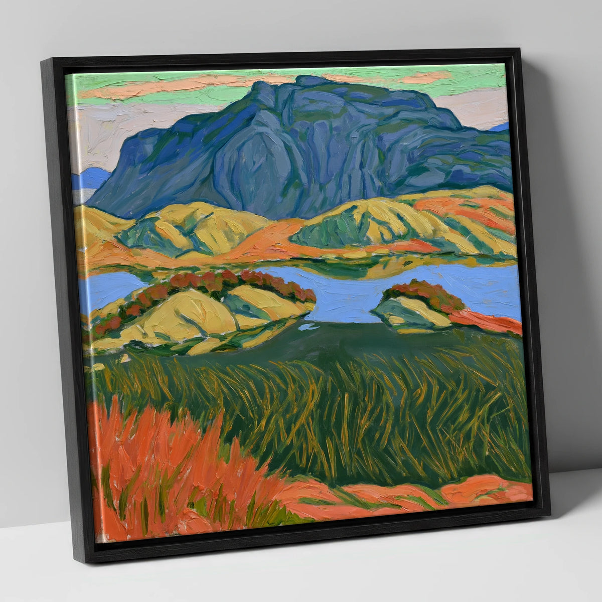 Bold Haystacks Over Dark Tarn lake district fell canvas wall art in black frame