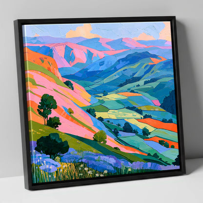 Vibrant Fells in Golden Light lake district sky canvas wall art in black frame