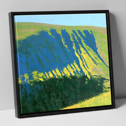 Sunlit Gullies of Wether Hill lake district fell canvas wall art in black frame