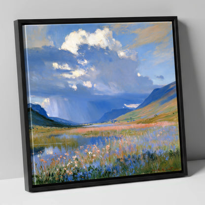 Passing Storm Over the Fells lake district sky canvas wall art in black frame