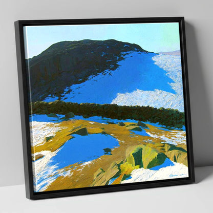 Winter Light On Great Crag lake district fell canvas wall art in black frame