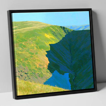Souther Fell Deep Valley Cleft lake district fell canvas wall art in black frame