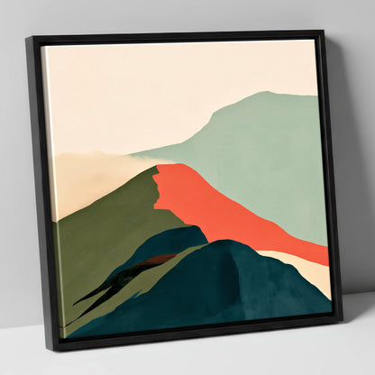 Bold Terracotta Mountain Ridge lake district fell canvas wall art in black frame