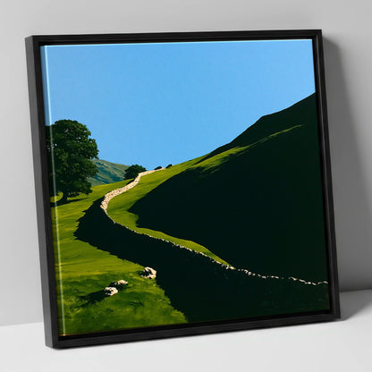 Shadowed Valley Drystone Wall lake district valley canvas wall art in black frame