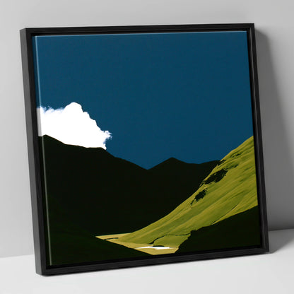 Sunlit Fell Under Storm Cloud lake district sky canvas wall art in black frame