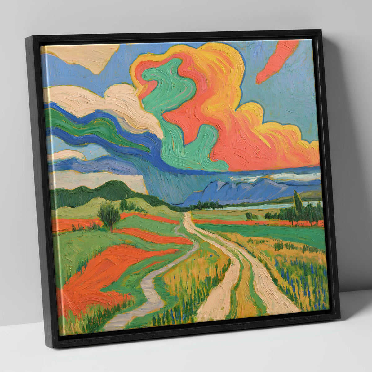 Vivid Storm Over the Fells lake district sky canvas wall art in black frame