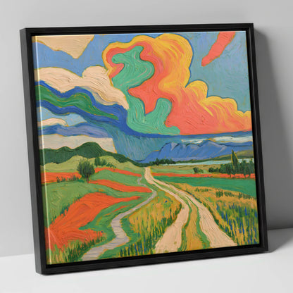 Vivid Storm Over the Fells lake district sky canvas wall art in black frame