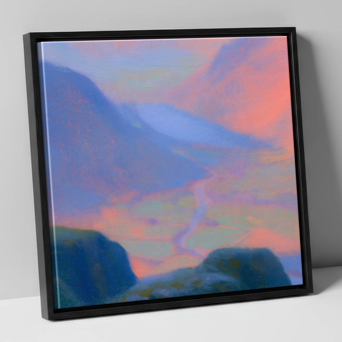 Wasdale Twilight from Great Gable lake district fell canvas wall art in black frame