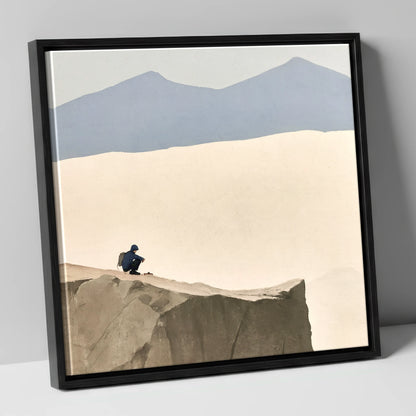 Crouched Walker on Blencathra Edge lake district fell canvas wall art in black frame