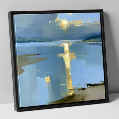 Sunset Breaking Over the Lake lake district lake canvas wall art in black frame