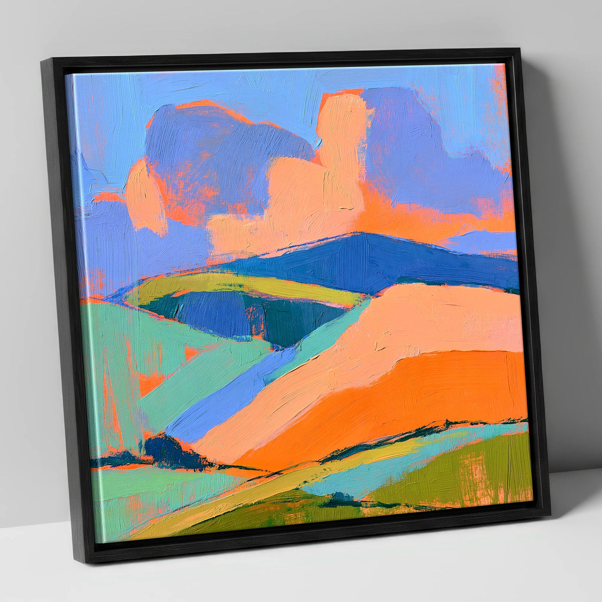 Rolling Fells in Vivid Colour lake district fell canvas wall art in black frame
