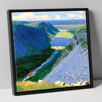 Vibrant Valley from Great Gable lake district fell canvas wall art in black frame