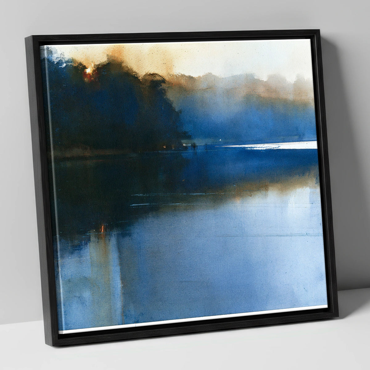 Indigo Lake at Dawn lake district lake canvas wall art in black frame