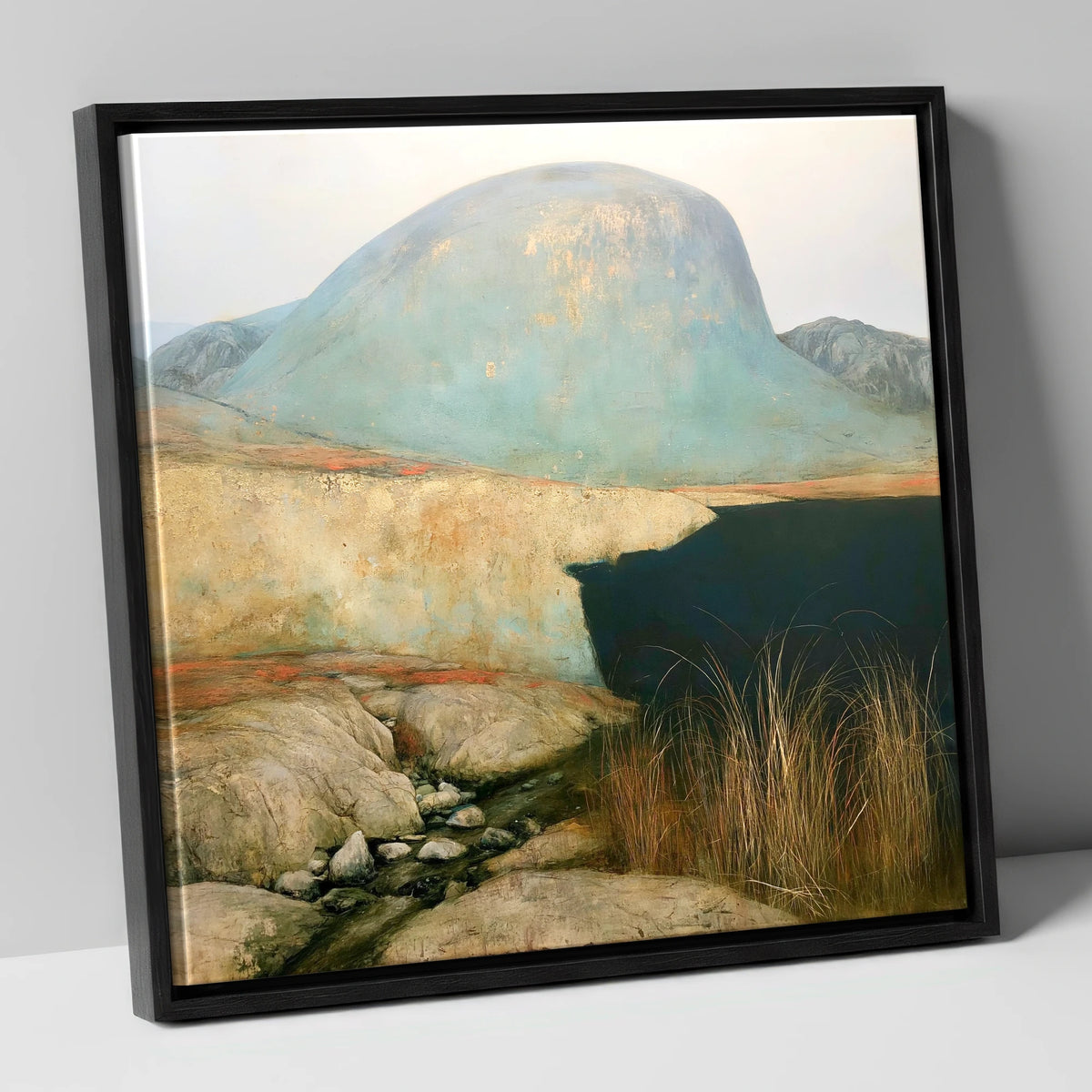 Dark Waters of Styhead Tarn lake district fell canvas wall art in black frame