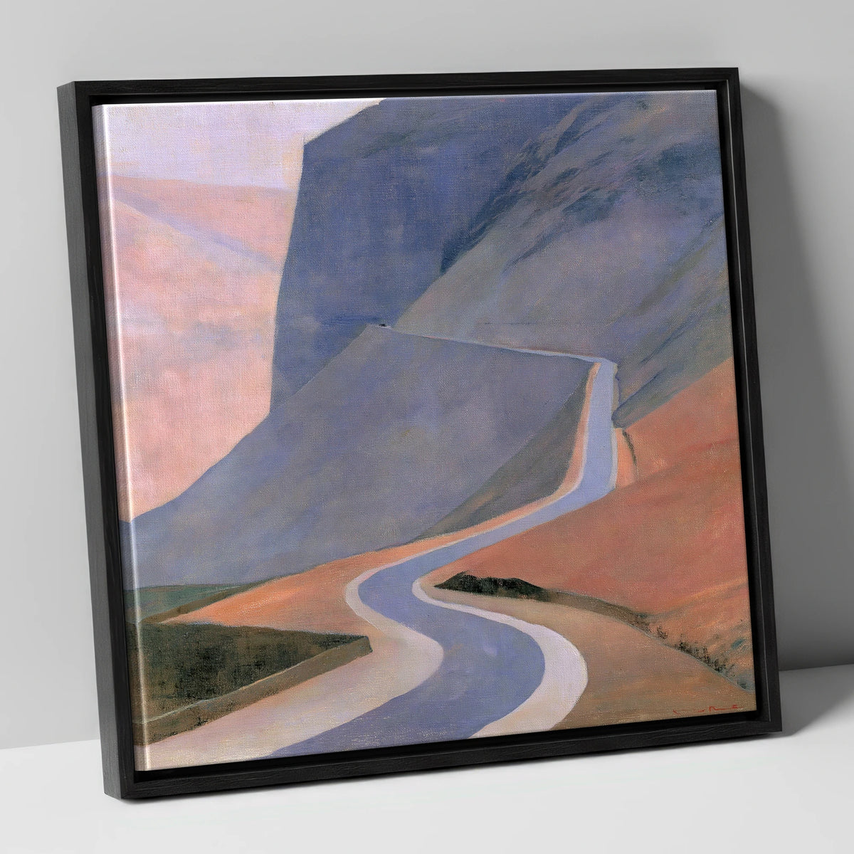 Sweeping Fell Road at Dusk lake district valley canvas wall art in black frame