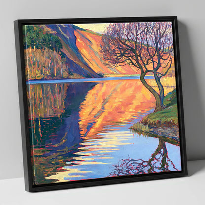 Vibrant Bassenthwaite Lake Reflections lake district lake canvas wall art in black frame
