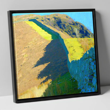 High Rigg Stone Wall Shadows lake district fell canvas wall art in black frame