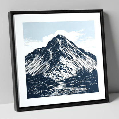 Great Gable in Deep Navy lake district fell canvas wall art in black frame