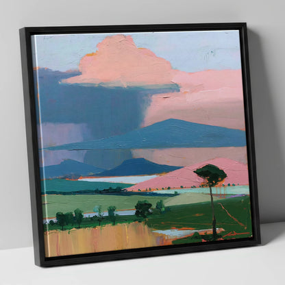 Teal Storm Over Lakeland Fells lake district sky canvas wall art in black frame