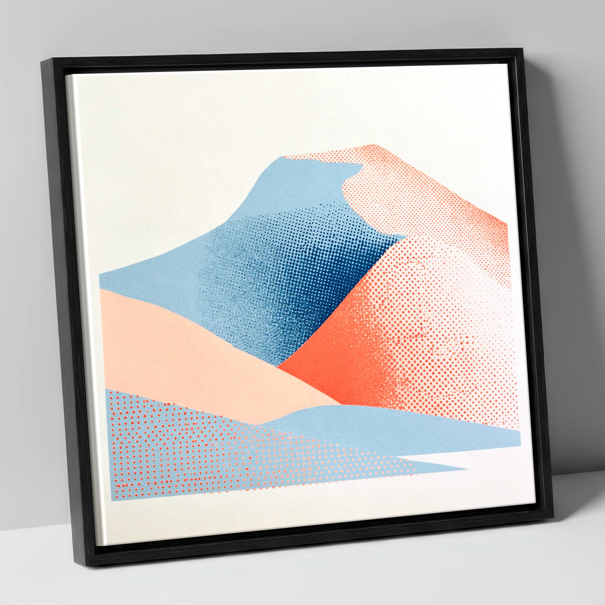 Blencathra in Blue and Coral lake district fell canvas wall art in black frame