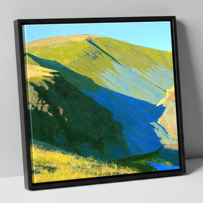 Sunlit Slopes of Stybarrow Dodd lake district fell canvas wall art in black frame