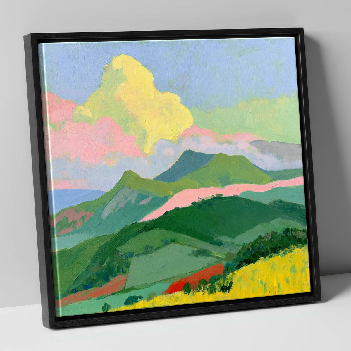 Vibrant Clouds Over Rolling Fells lake district fell canvas wall art in black frame