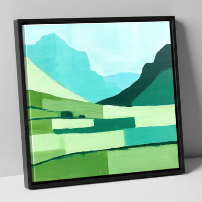 Abstract Great Langdale Valley lake district valley canvas wall art in black frame