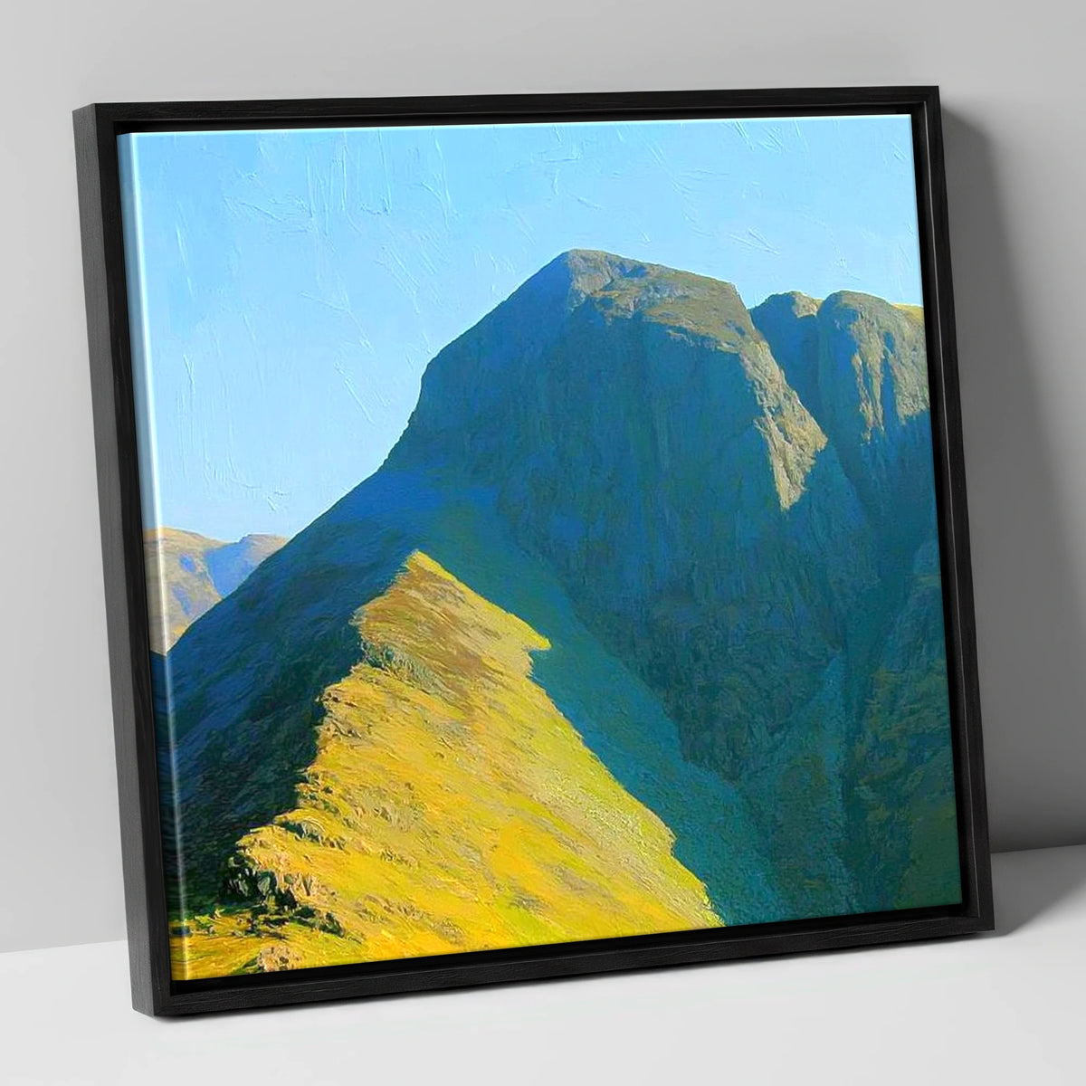 Sunlit Ridge on Loft Crag lake district fell canvas wall art in black frame
