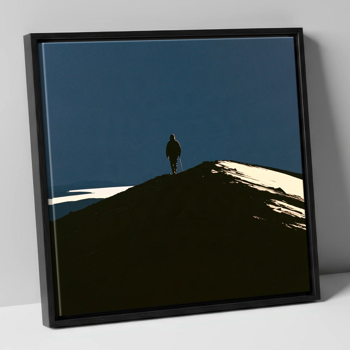 Twilight Silhouette on Skiddaw Ridge lake district fell canvas wall art in black frame