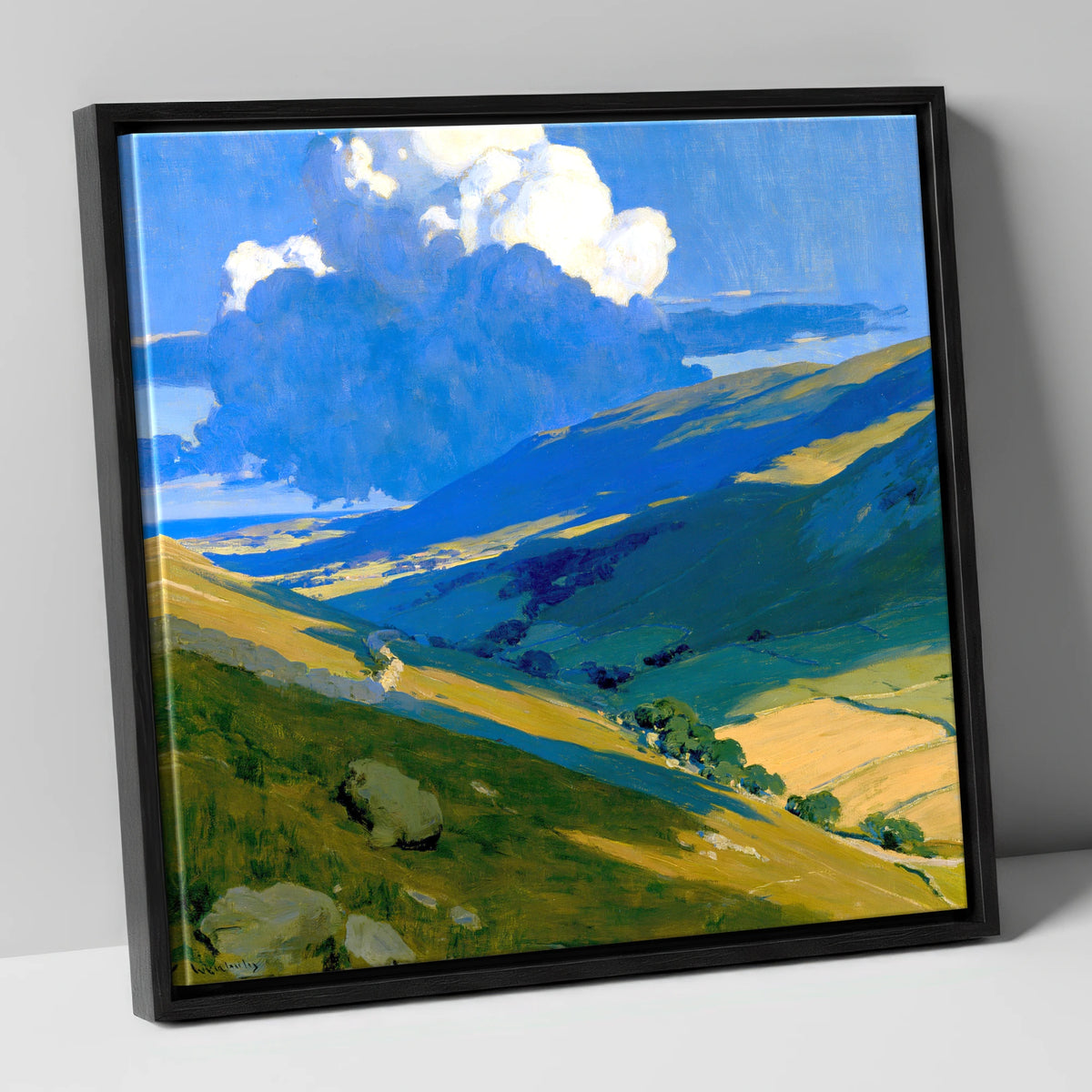 Rolling Fells Under Cloud Shadow lake district fell canvas wall art in black frame