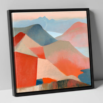 Terracotta Fells from the Summit lake district fell canvas wall art in black frame