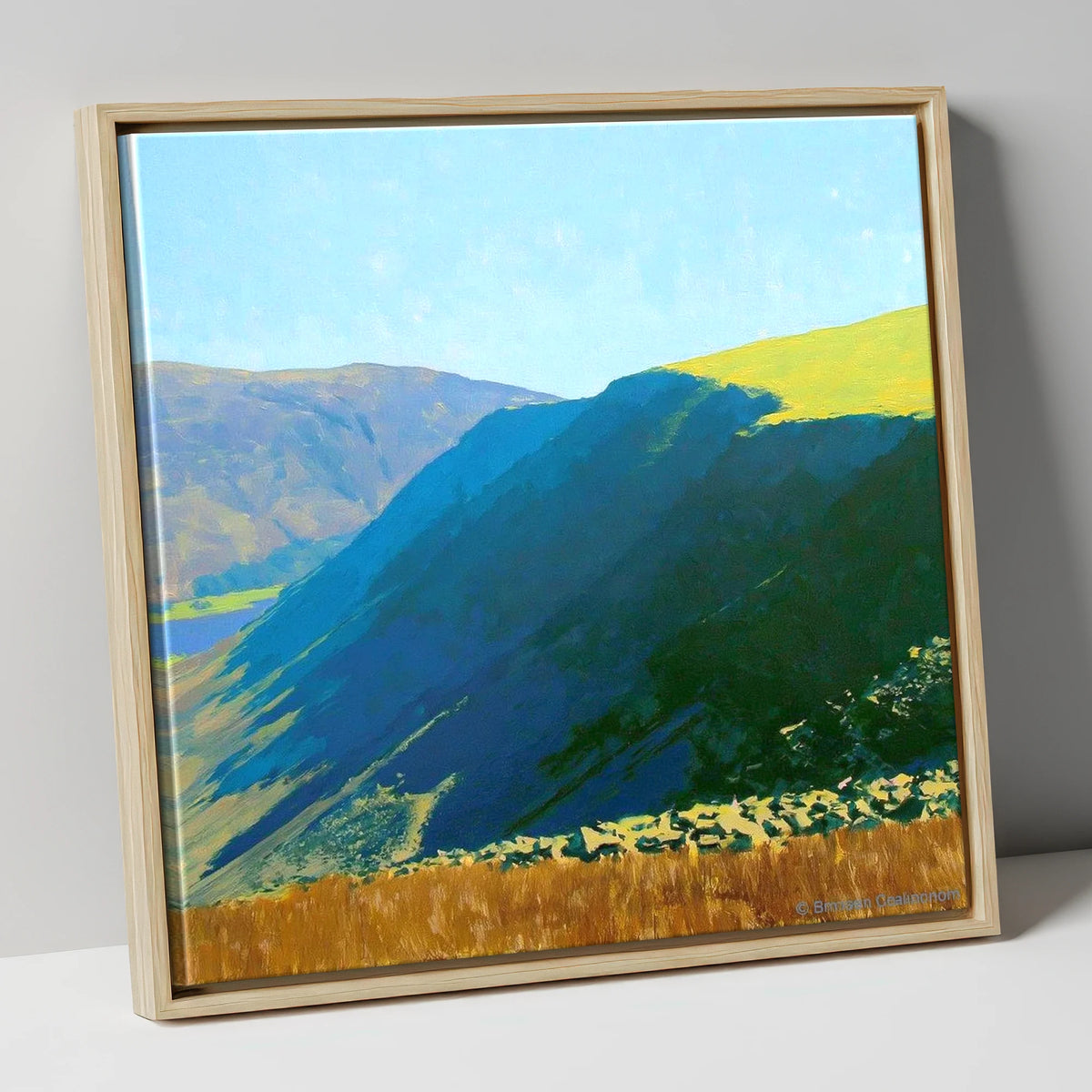 Steep Shadows on Gray Crag lake district fell canvas wall art in natural frame