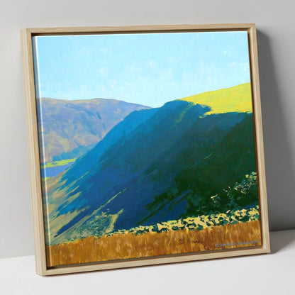 Steep Shadows on Gray Crag lake district fell canvas wall art in natural frame